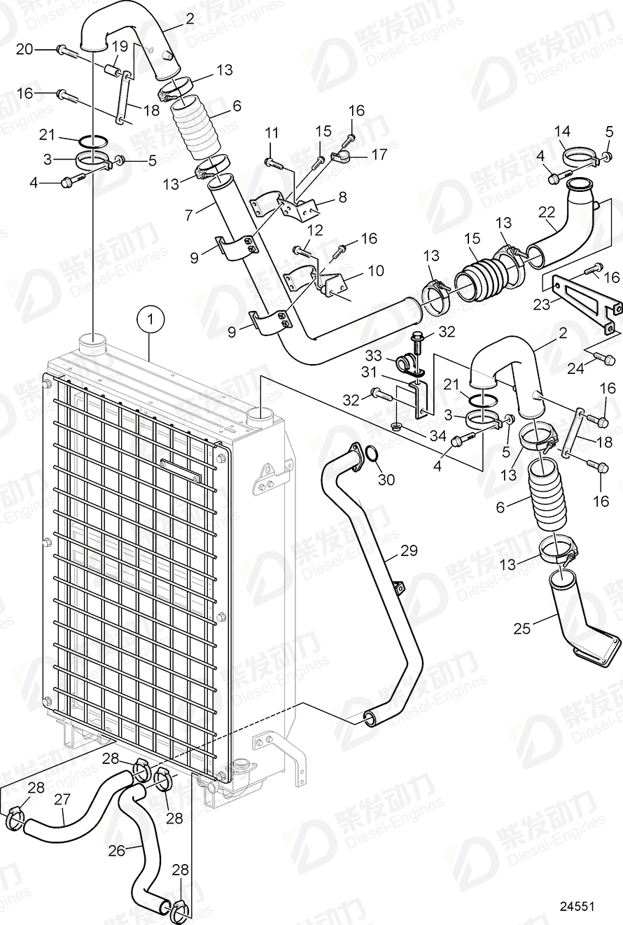 VOLVO Coolant pipe 21158652 Drawing